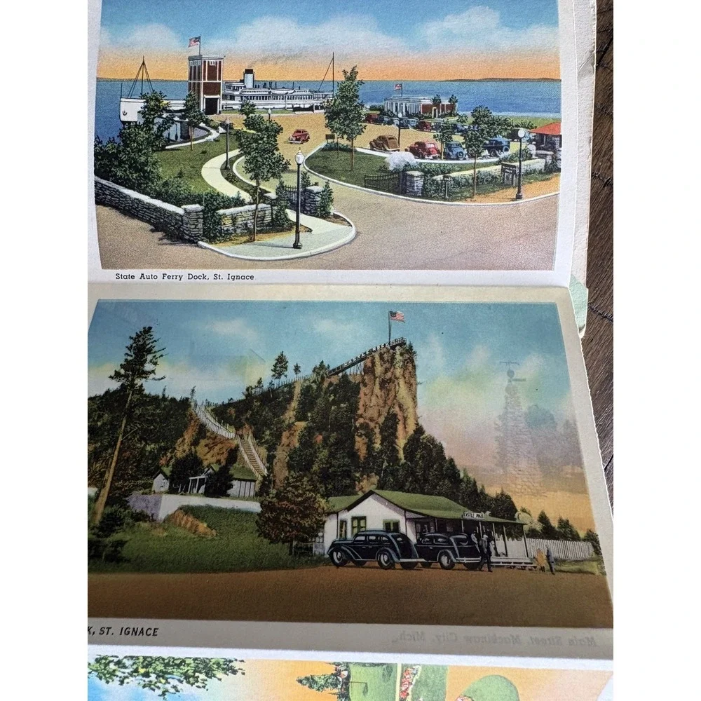 VTG 1938 Souvenir Postcard foldout Scenic pack Mackinaw Island City MICHIGAN NOS